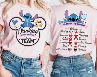 New Stitch Drinking Around The World T-Shirt, Stitch Disney Team Shirt, Disney Family Matching Shirt