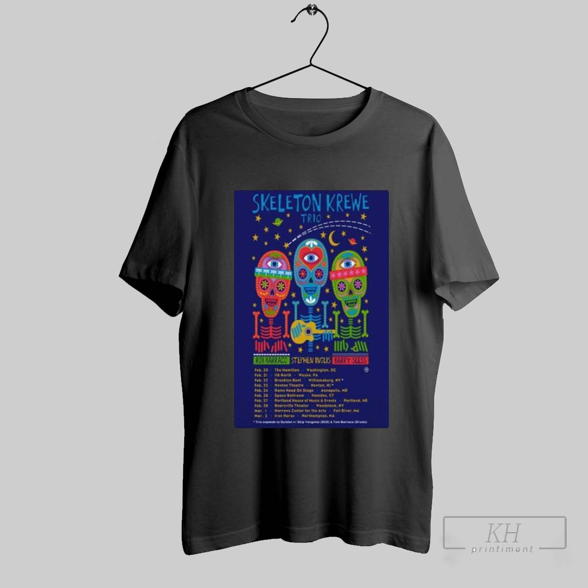 Skeleton Krewe Shirt, Official Skeleton Krewe Trio February And March 2025 Tour Shirt Sweatshirt Tee Shirt