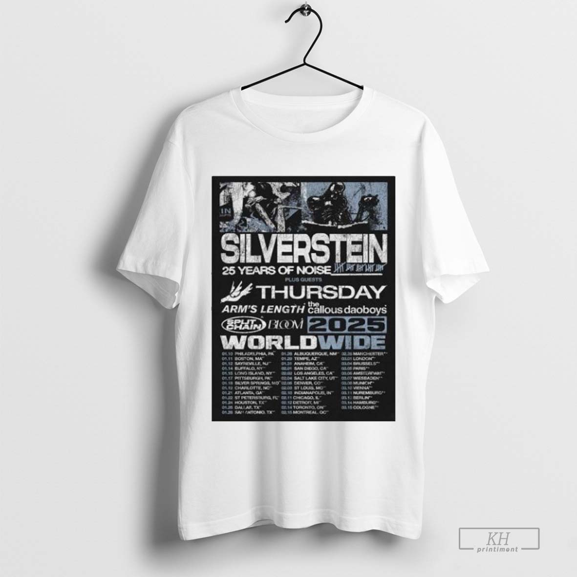 Silverstein Worldwide Shirt, Official Silverstein Worldwide Years Of Noise Tour 2025 T-Shirt