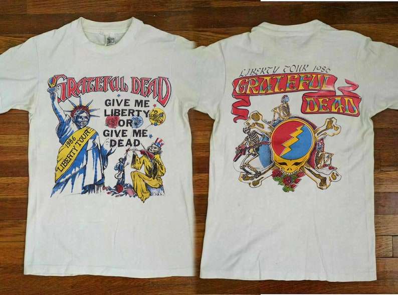 1986 Grateful Dead Give Me Liberty Or Give Me Dead Concert Dead And Company Rock Band Shirt, Premium Shirt, Rock Shirt