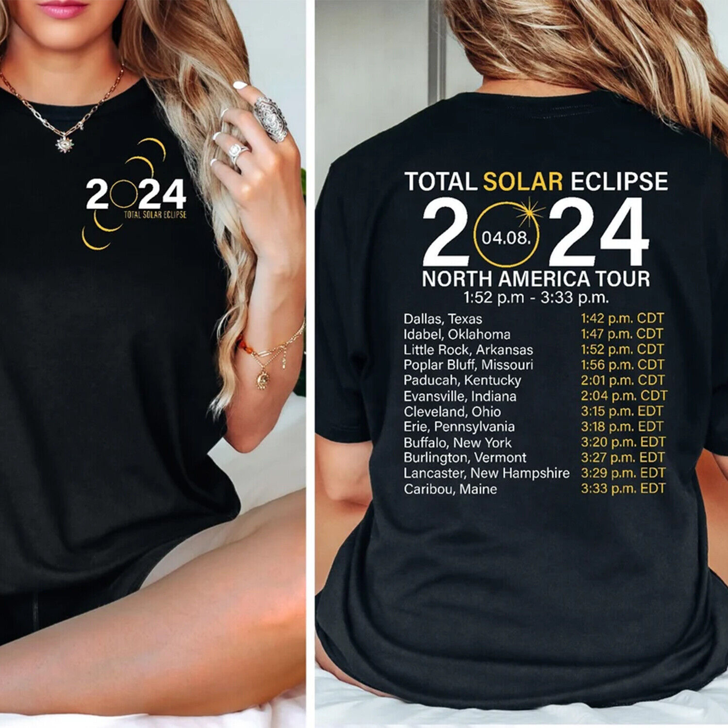 2024 Total Solar Eclipse North America Tour T-Shirt, Astronomy Lover Gift Unisex