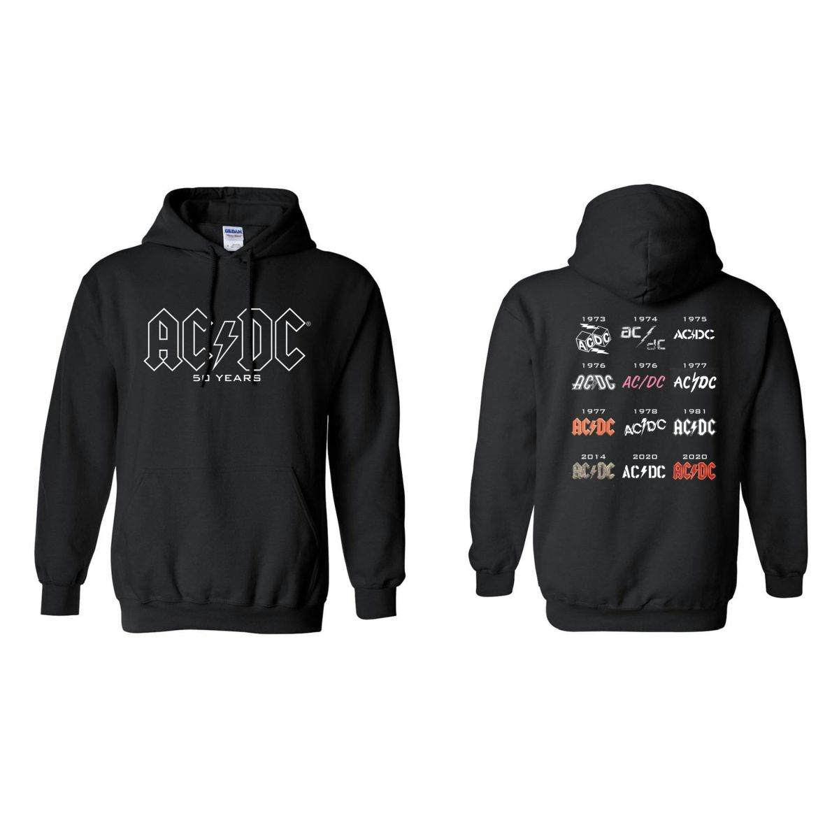 50 Years of AC DC Logos Hoodie