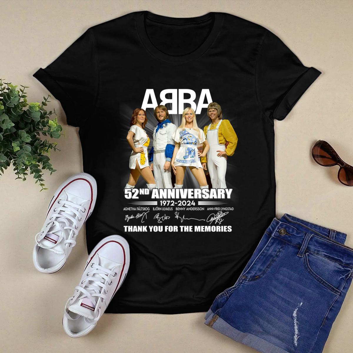 Abba 52Nd Anniversary 1972 2024 Thank You For Memories Signatures Shirt,Tour 2024 Shirt 