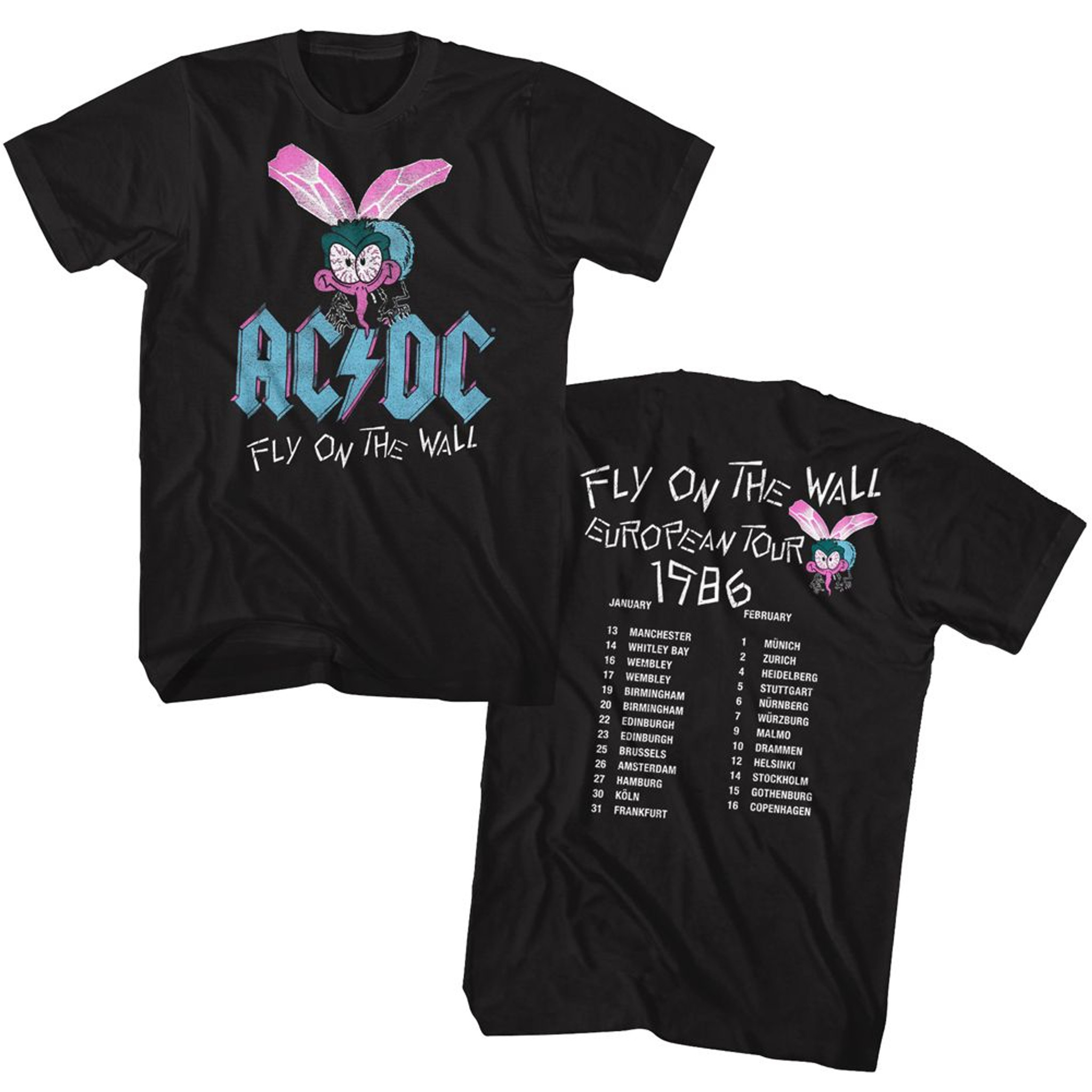 AC DC Fly Wall Euro Tour Black Adult T-Shirt