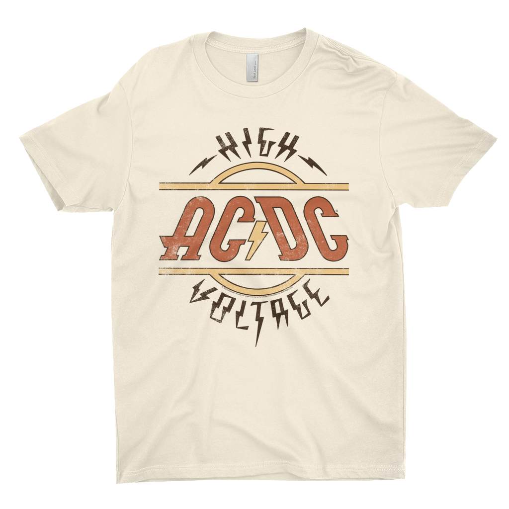 AC DC T-Shirt,Retro Colored High Voltage Design Distressed Shirt