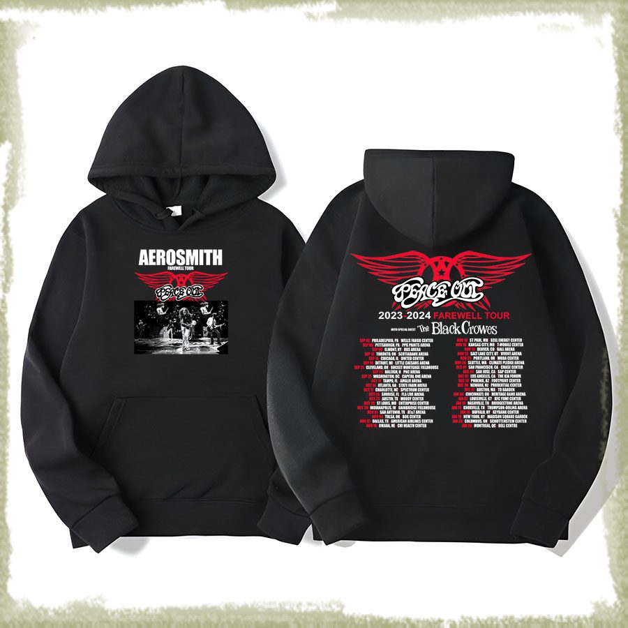 Aerosmith 2023 2024 Peace Out Farewell Tour Band Photo Hoodie, Aerosmith Shirt