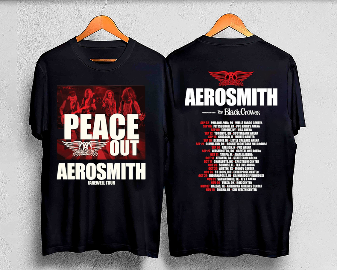 Aerosmith 2023 2024 Peace Out Farewell Tour With The Black Crowes Tour Shirt, Aerosmith Shirt, Peace Out Farewell Tour Shirt