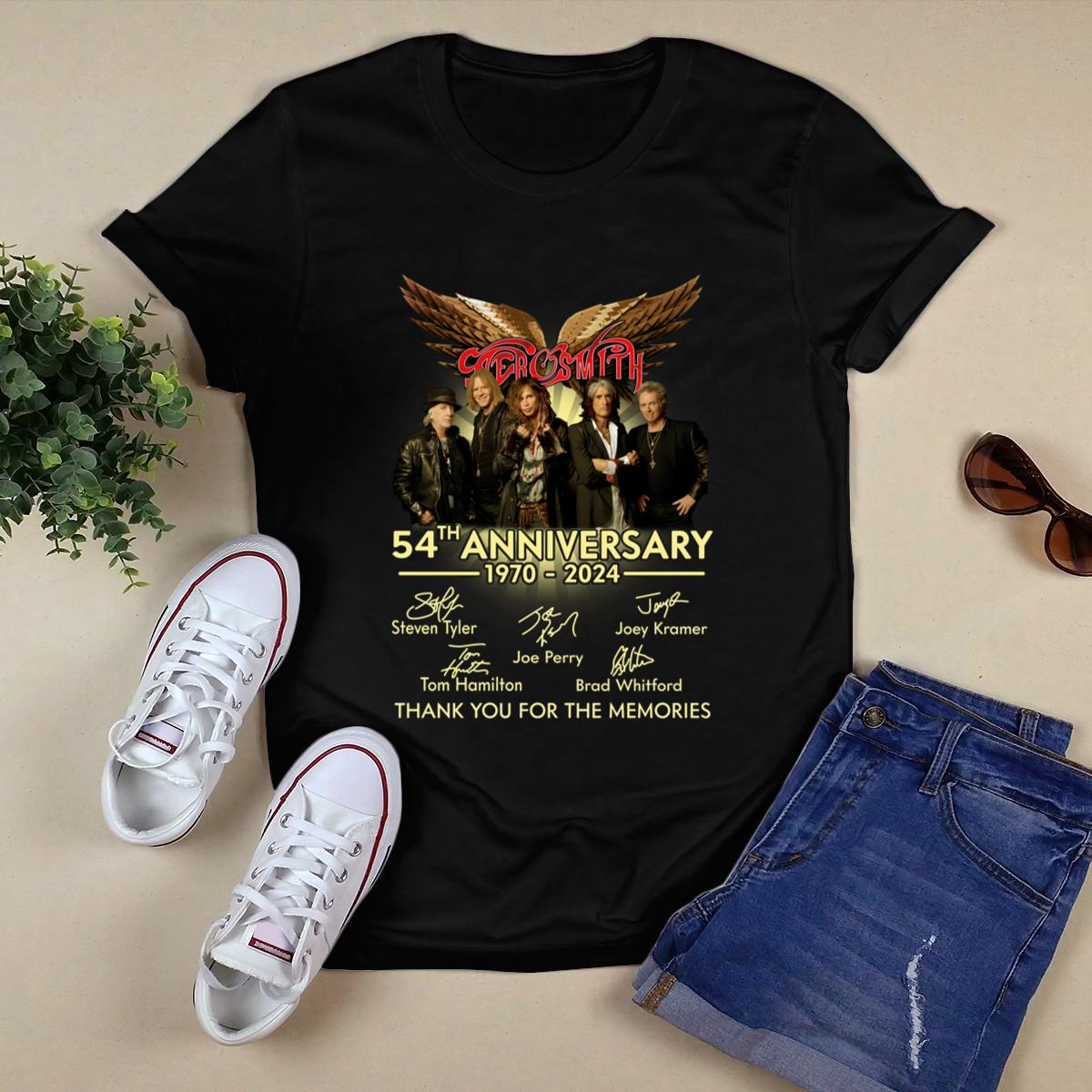 Aerosmith 54Th Anniversary 1970 2024 Signatures Shirt,Tour 2024 Shirt 