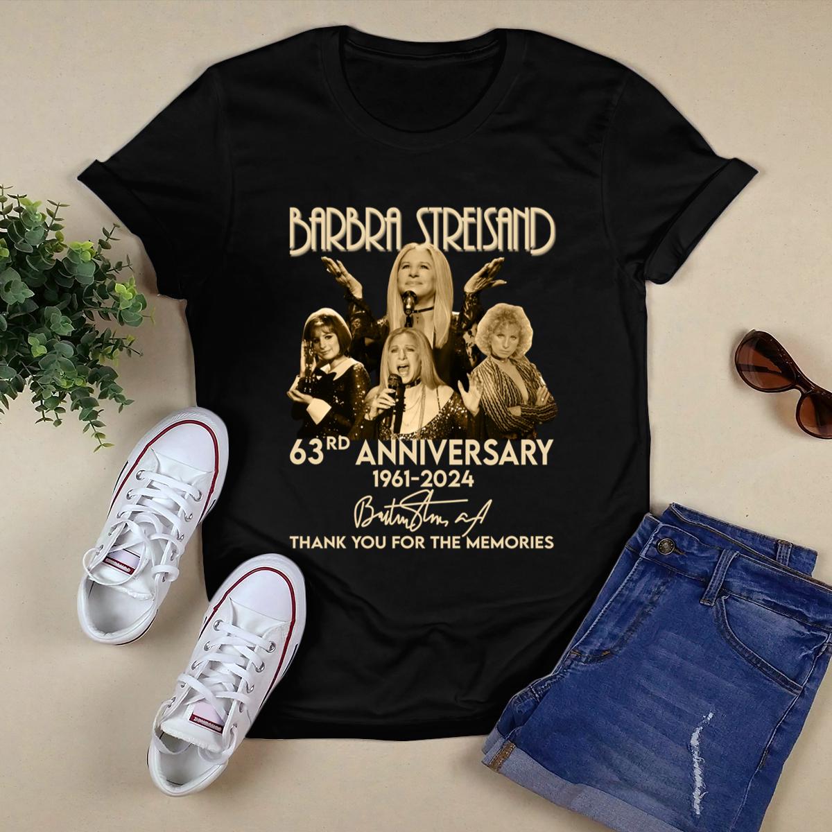 Barbra Streisand 63Rd Anniversary 1961 2024 Thank You For The Memories Signature Shirt,Tour 2024 Shirt 