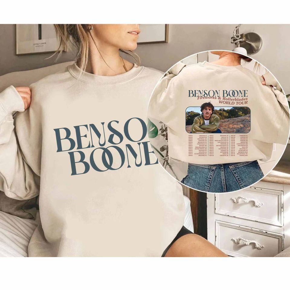 Benson Boone Fireworks And Rollerblades 2024 World Tour Double Sided Sweatshirt