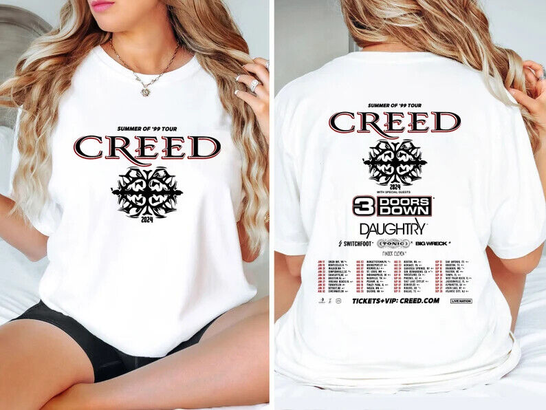 Creed Band 2024 Tour Summer Of 99 Tour T-Shirt Cotton Unisex