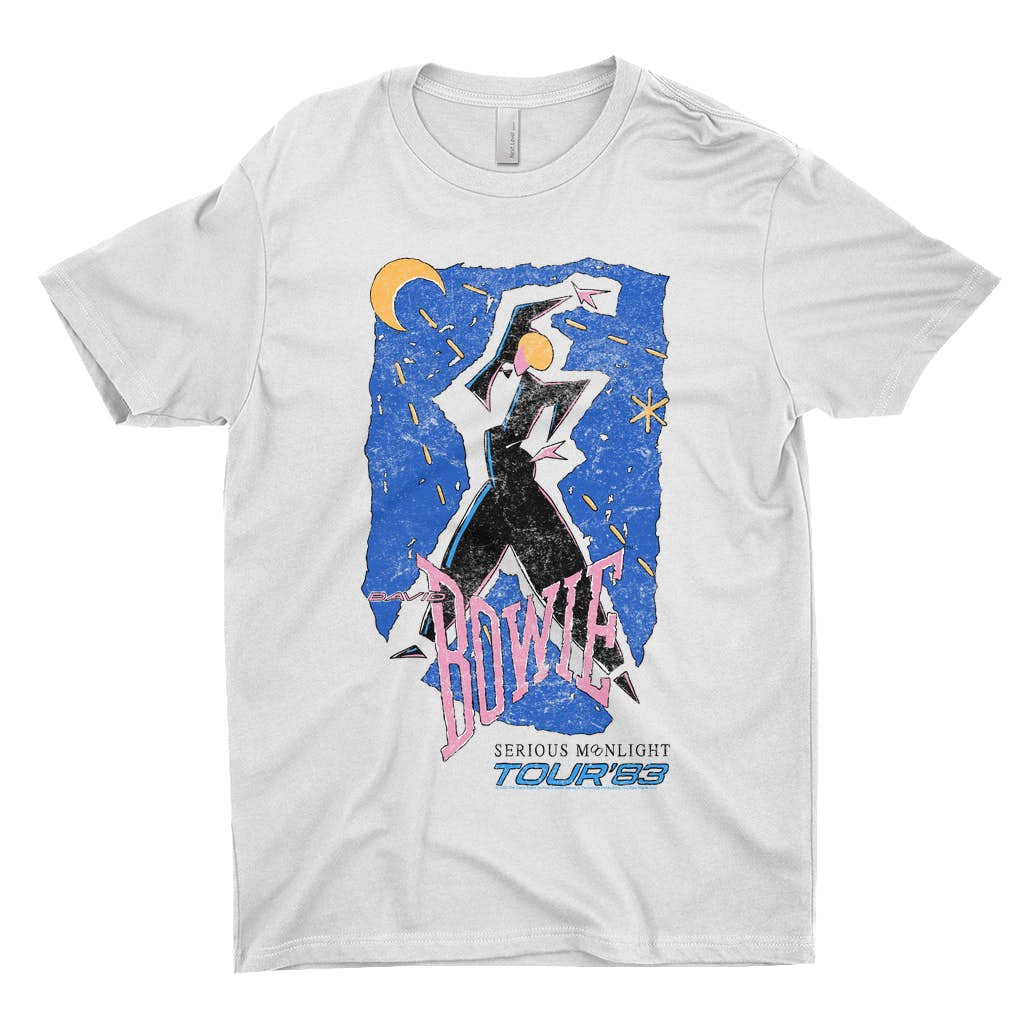 David Bowie T-Shirt,Serious Moonlight Tour 1984 Sketched  Shirt