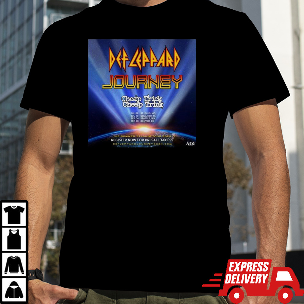 Def Leppard Journey Cheap Trick Cheap Trick July 06 10 And Sep 04 08 2024 The Summer Stadium Tour T Shirt