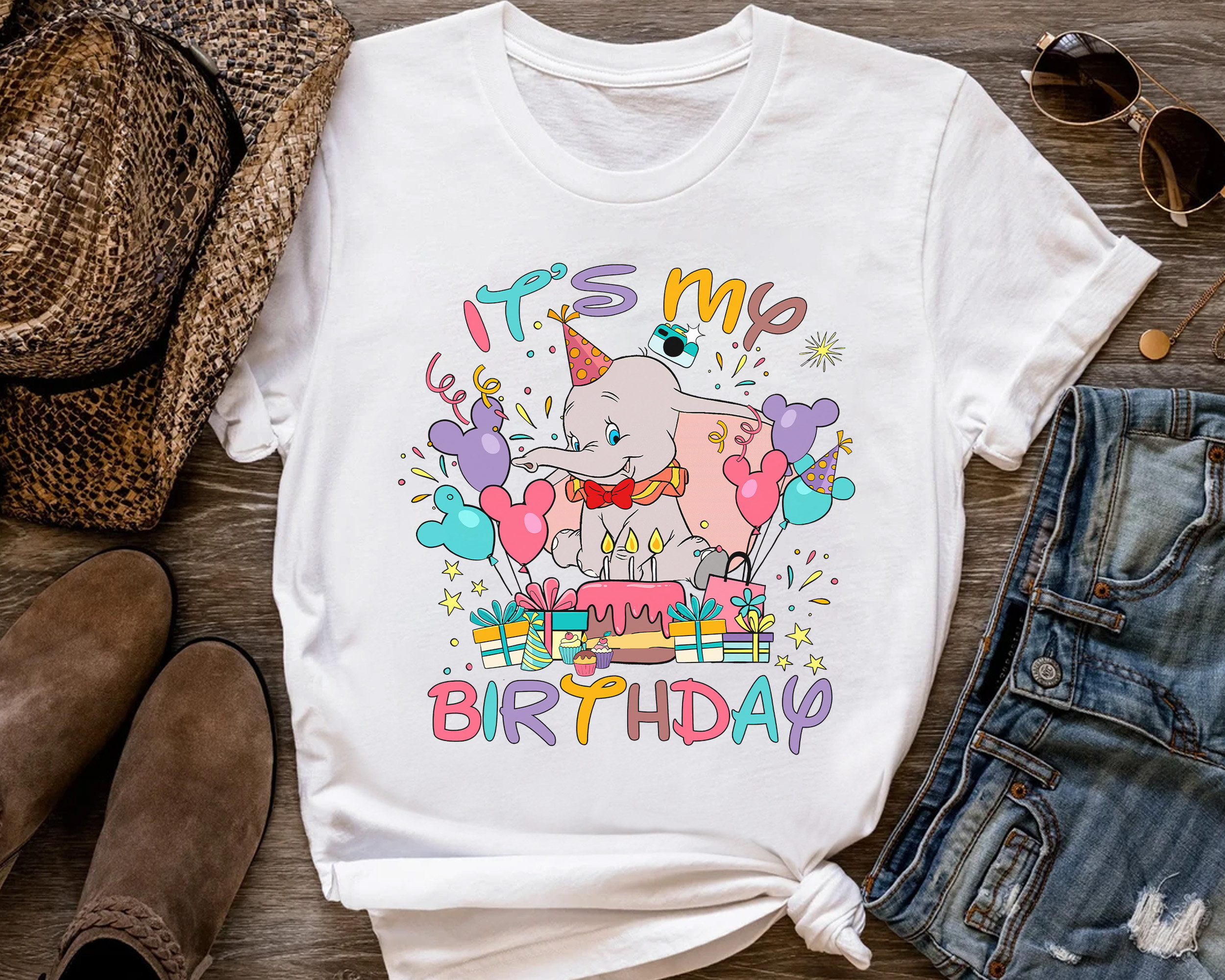 Disney Cute Dumbo Custom Presents Its My Birthday Shirt, Disney Tshirt