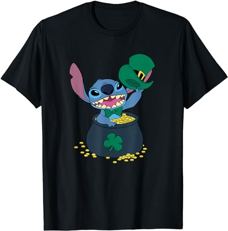 Disney Stitch Pot Of Gold Shamrock St. Patrick'S Day T-Shirt