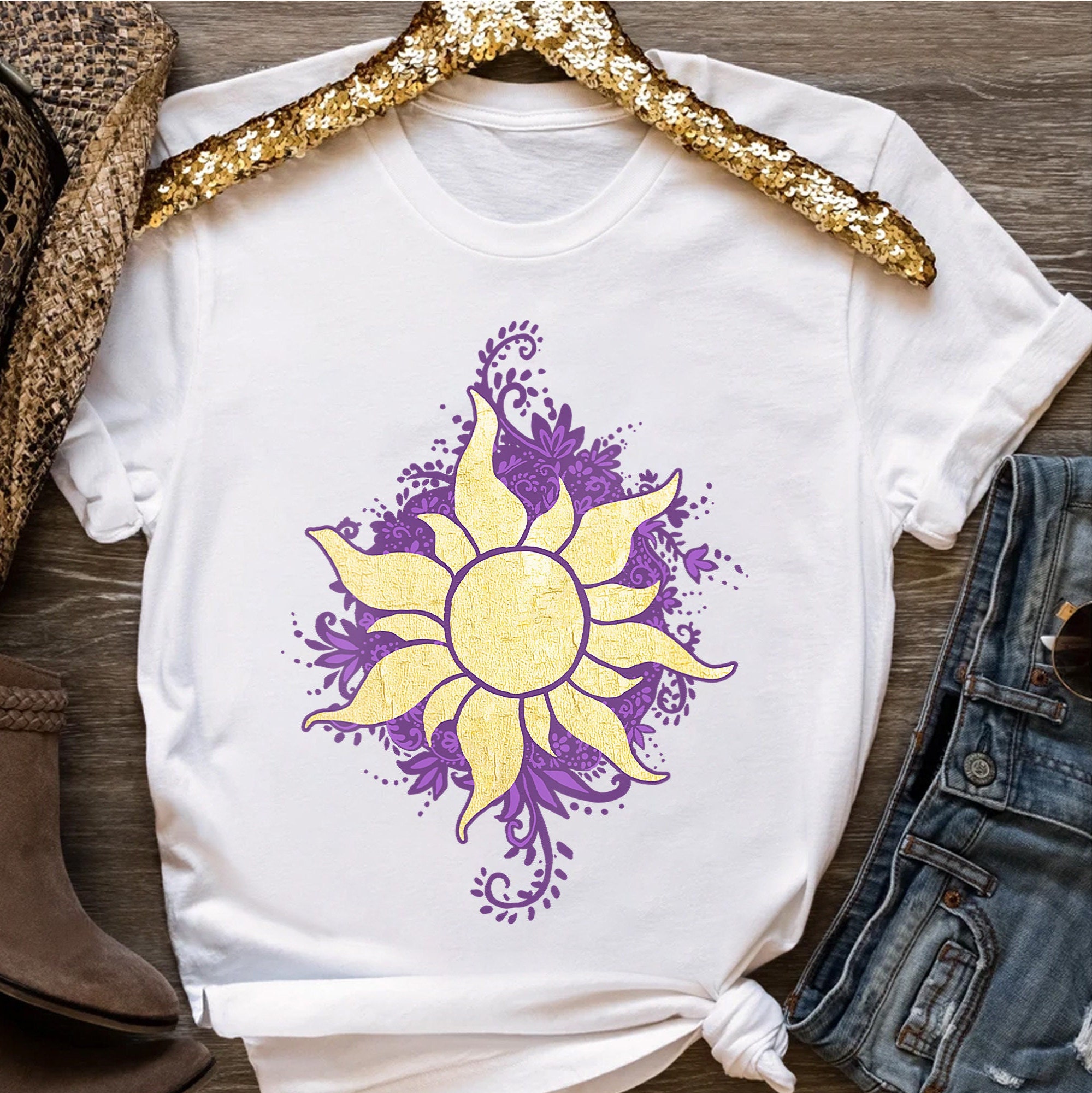 Disney Tangled Princess Rapunzel Sunshine Doodle Shirt, Disneyland Vacation Trip