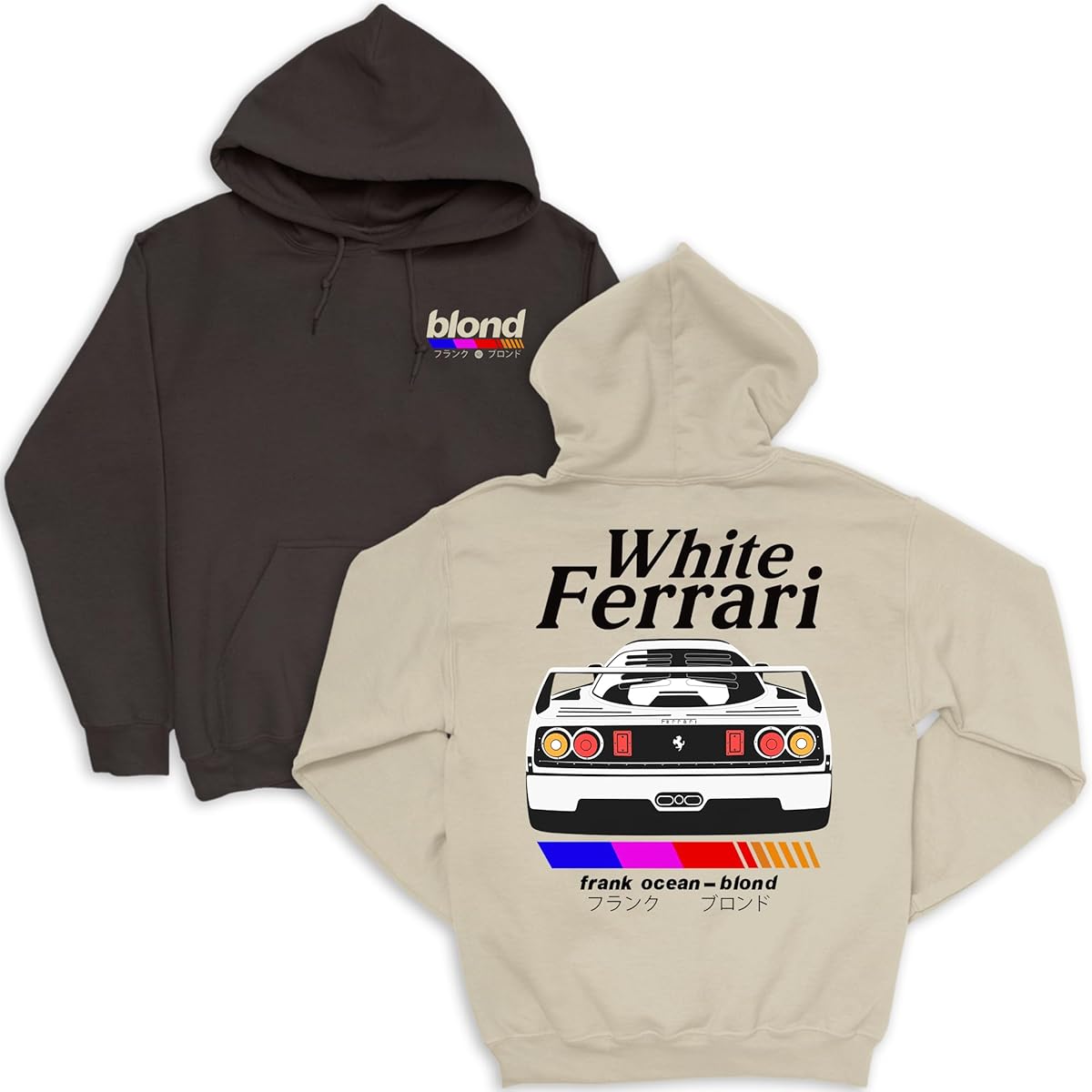 Generic Frank Rapper Blond Ocean Hip Hop Retro Style 2-Sided Hoodies, White Ferrarii Franks Oceans Hoodie
