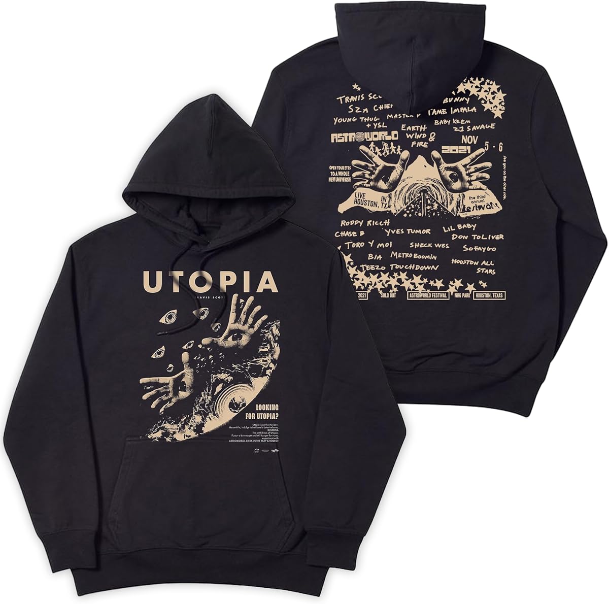 Generic Travis Rapper Scott Utopia Tour Hoodie, Utopiaa Scotts Merch 2-Sided Hoodie