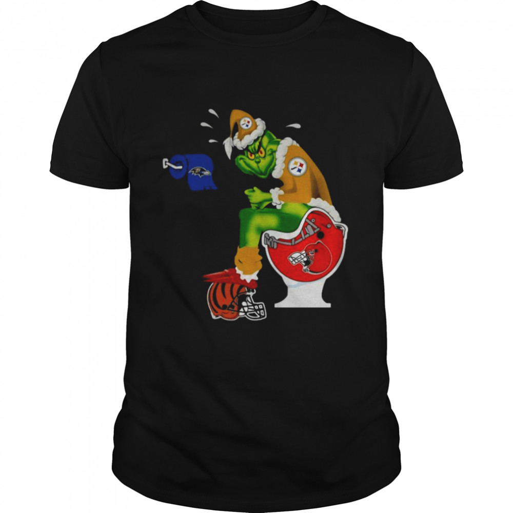 Grinch Pittsburgh Steelers Toilet Cleveland Brown Toilet Paper Baltimore Ravens Shirt, Premium Shirt