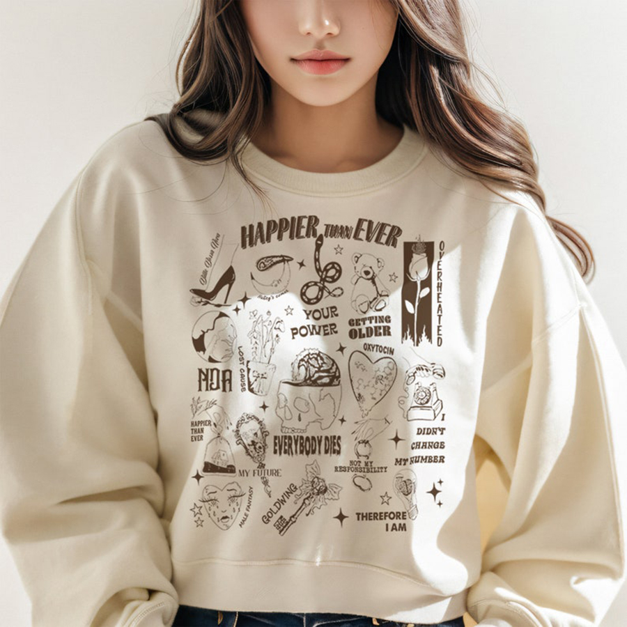 Happier Than Ever Hotline Sweatshirt, Billie Shirt, Happier Than Ever Vintage Sweatshirt