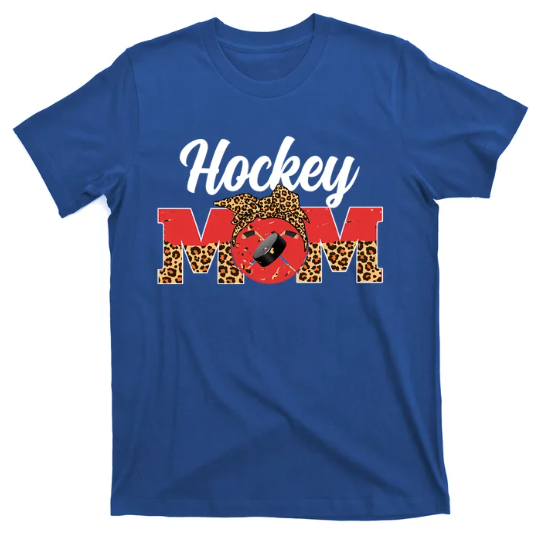 Hockey Mom Game Day Leopard Mothers Day Gift Shirt, Mom Shirt, Mama T- Shirt, Premium Shirt