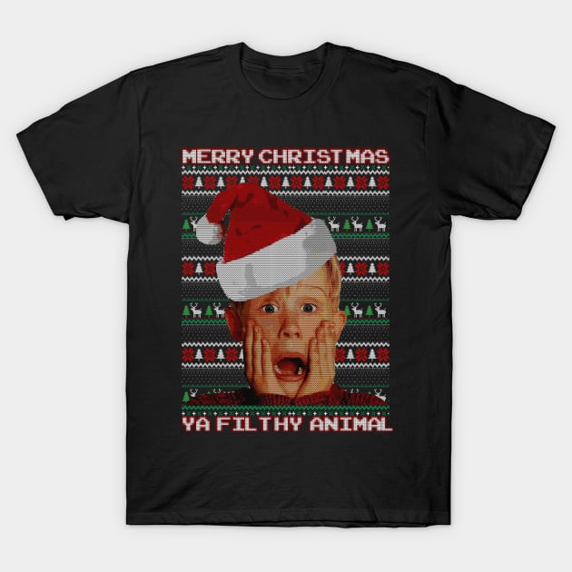 Home Alone Kevin Christmas - ya filthy animal T-Shirt
