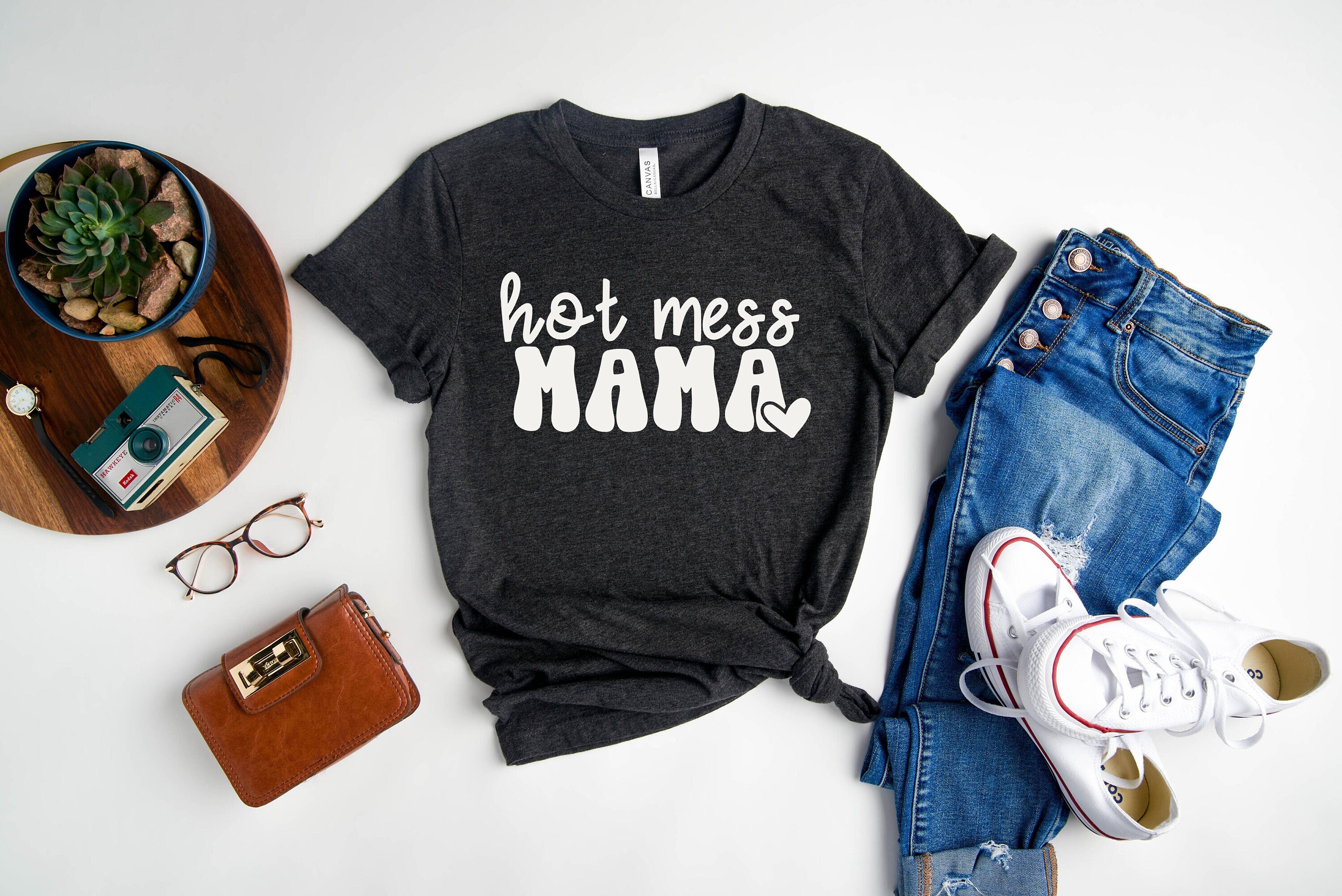 Hot Mess Mama Shirt, Mom Shirt, Mama Shirt, Premium Shirt 23