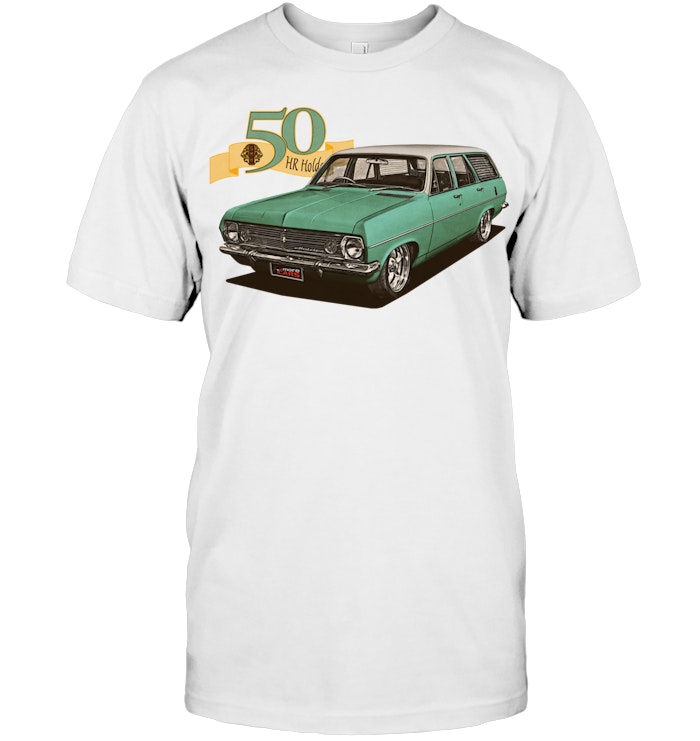 HR Holden Station Wagon 50th Anniversary Green and White T Shirt
