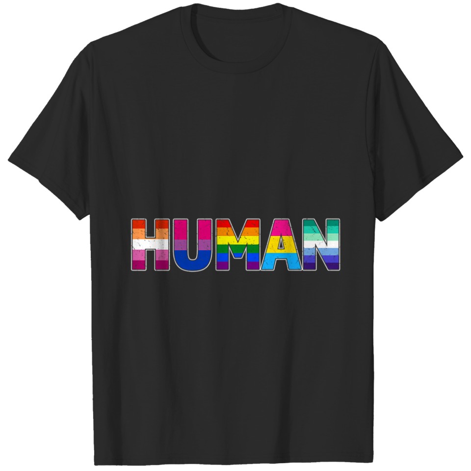 Human Gay Pride Month Retro Lgbt Usa Flag Rainbow Lesbian T T-Shirts