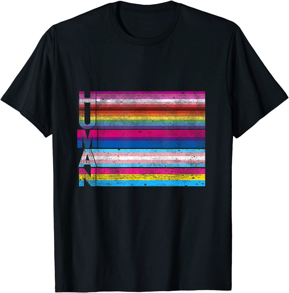 Human Lesbian Bisexual Transgender Pansexual Lgbt Flag Shirt T-Shirt