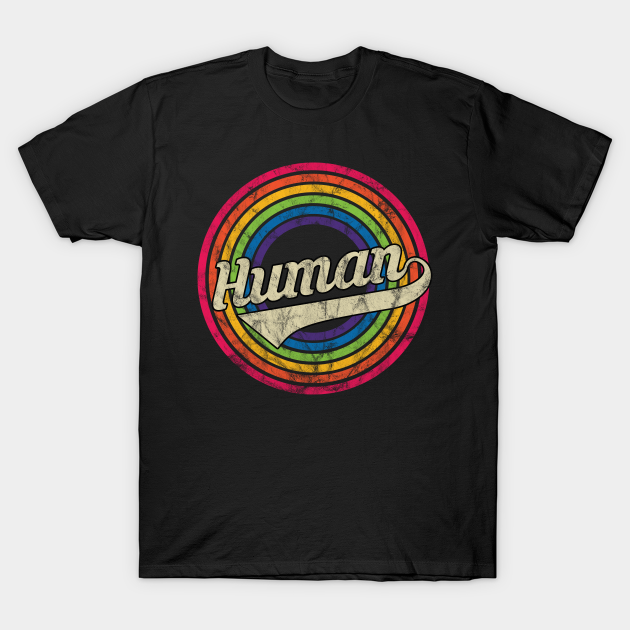 Human - Retro Rainbow Faded-Style - Lgbt - T-Shirt