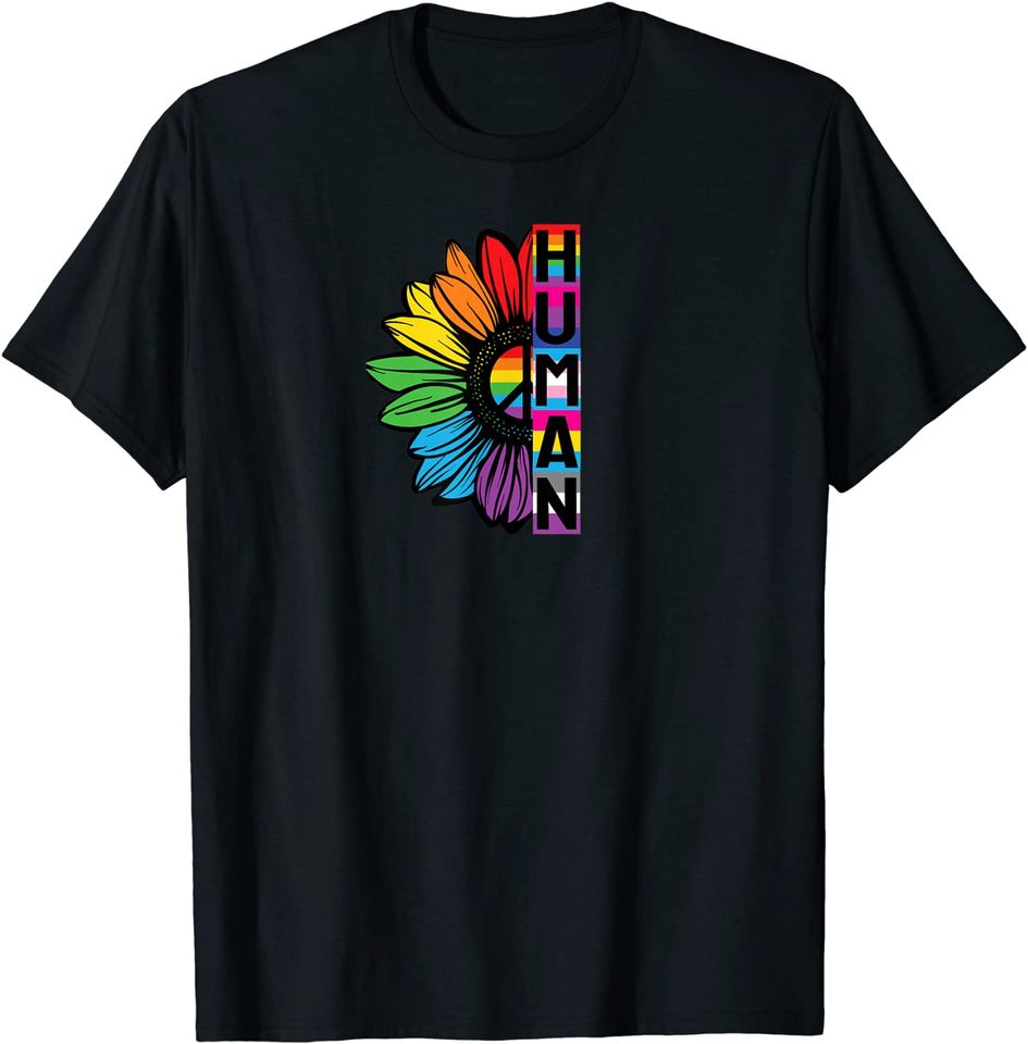 Human Sunflower Lgbt Flag Gay Pride Month Lgbtq T-Shirt