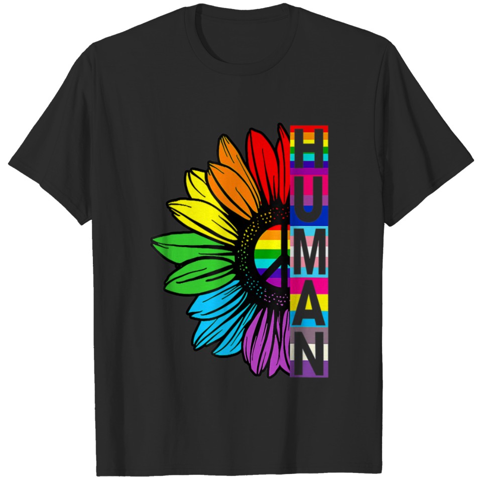 Human Sunflower Rainbow Lgbt Flag Gay Pride T-Shirt