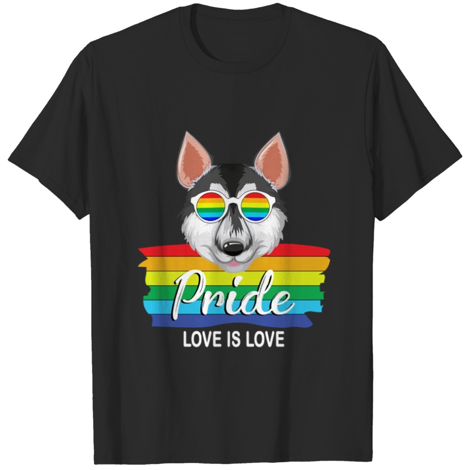 Husky Pride Love Is Love Lgbt Shirt T-Shirt T-Shirt