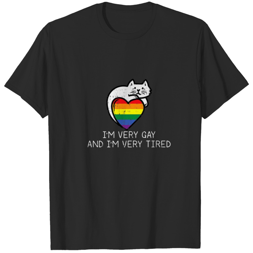 Very Gay And Very Tired Funny Lgbt Cat Pride R T-Shirt