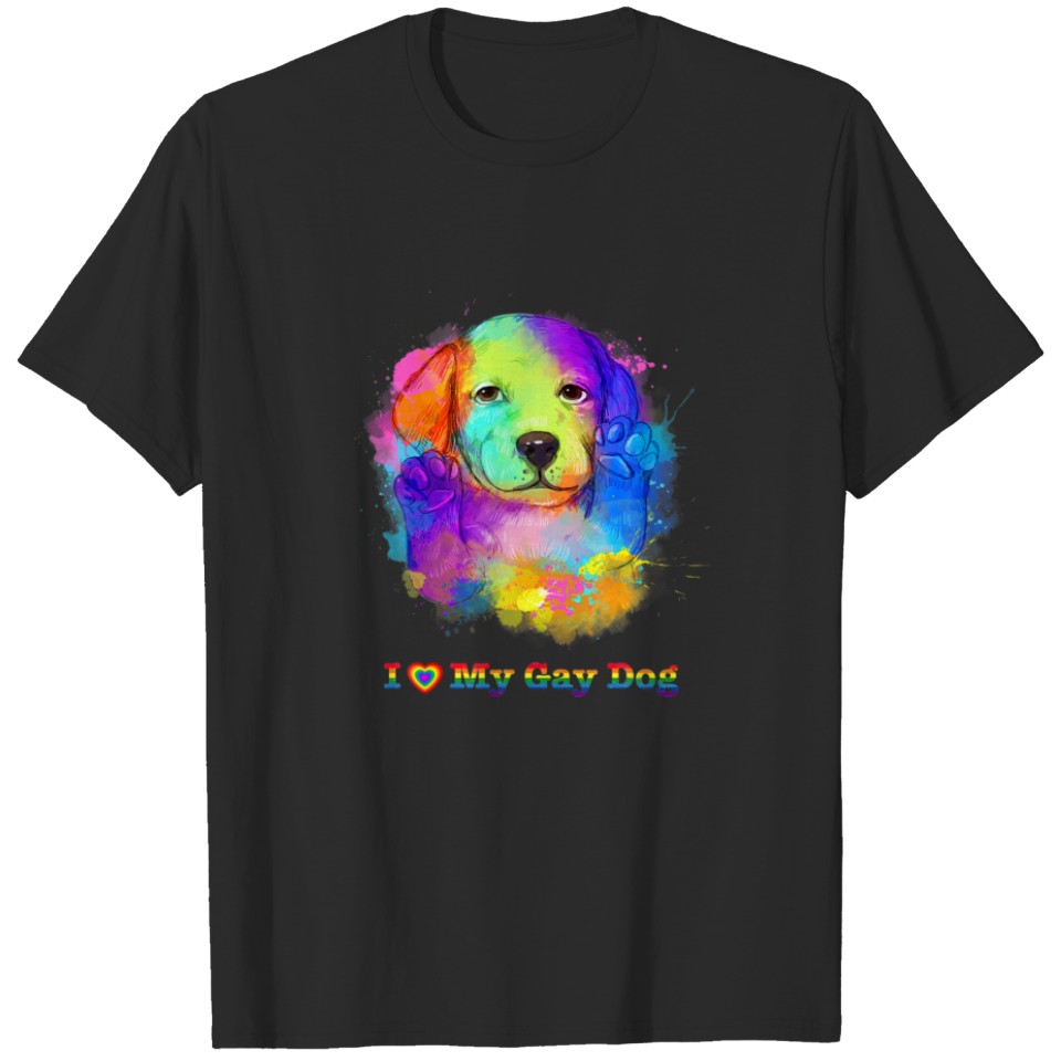 I Love My Gay Dog Heart Funny Lgbt Pet Pride Proud T-Shirt
