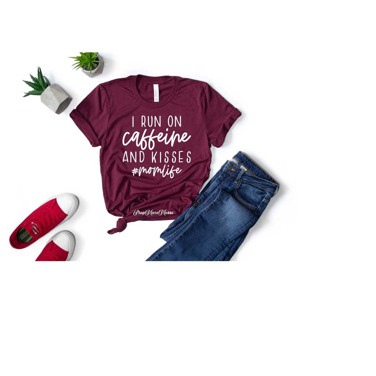 I Run On Caffeine And Kisses Shirt,Mothers Day Shirt, Mom Shirt, Mama Shirt, Mother'S Day Shirt, Mother'S Day Gift