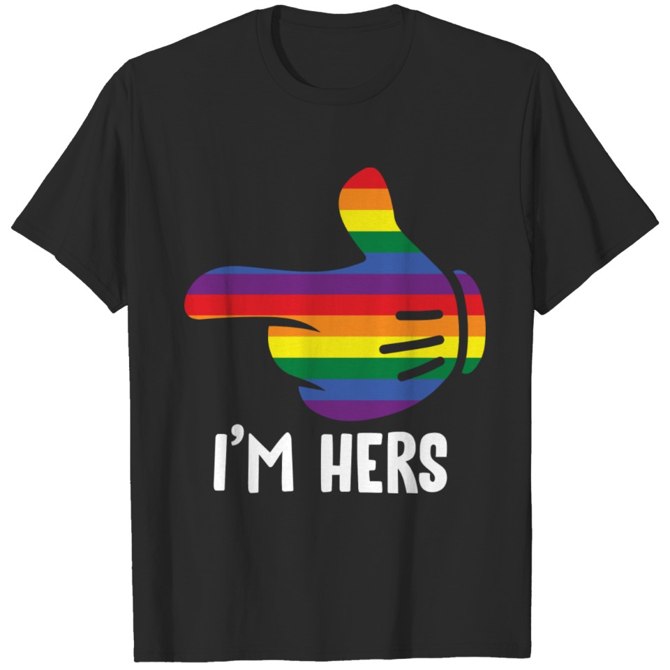 I'M Hers Rainbow Lesbian Couple Funny Lgbt Pride M T-Shirt