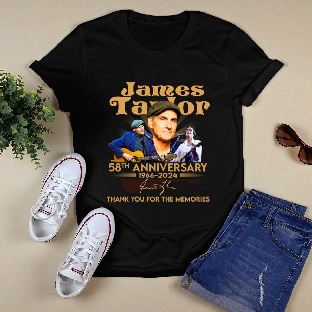 James Taylor 58Th Anniversary 1966 2024 Thank You For The Memories Signature Shirt,Tour 2024 Shirt 