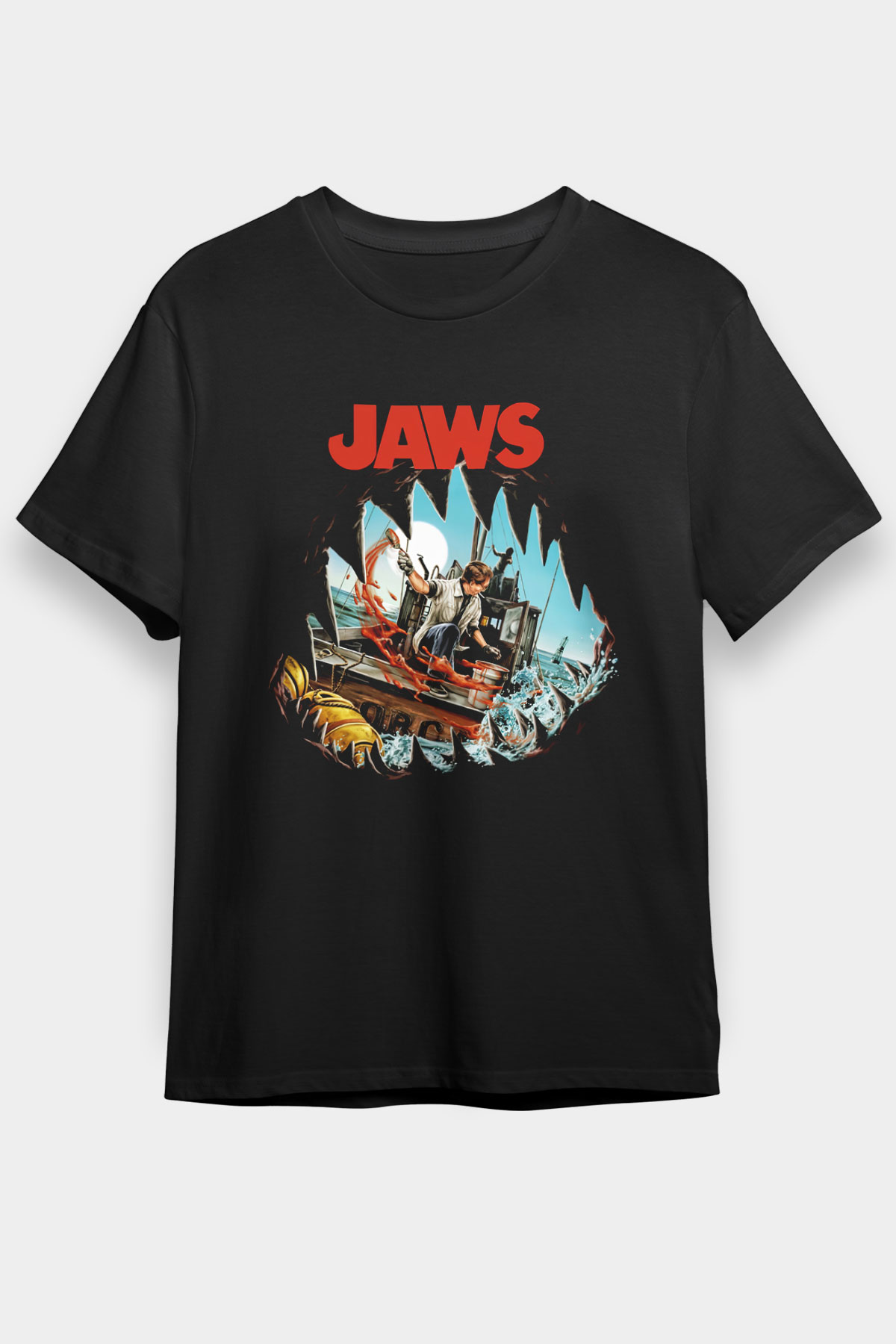 Jaws Siyah Unisex Graphic T-Shirt, Premium Shirt, Streetwear