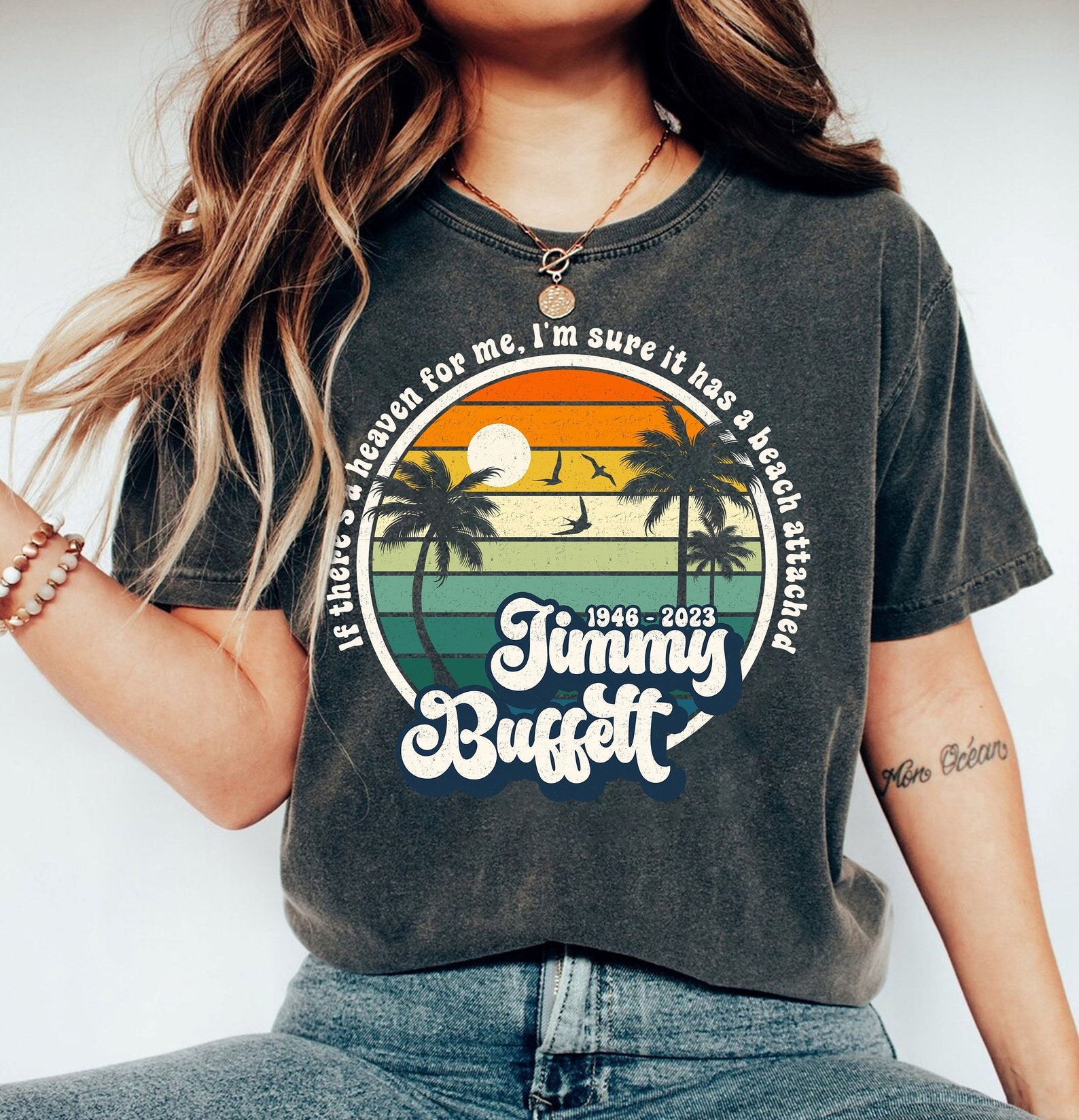 Jimmy Buffett Memorial Shirt, If There A Heaven For Me Im Sure It Has A Beach Attached Shirt, 70S 80S Rock Music Shirt, Retro Sunset Shirt