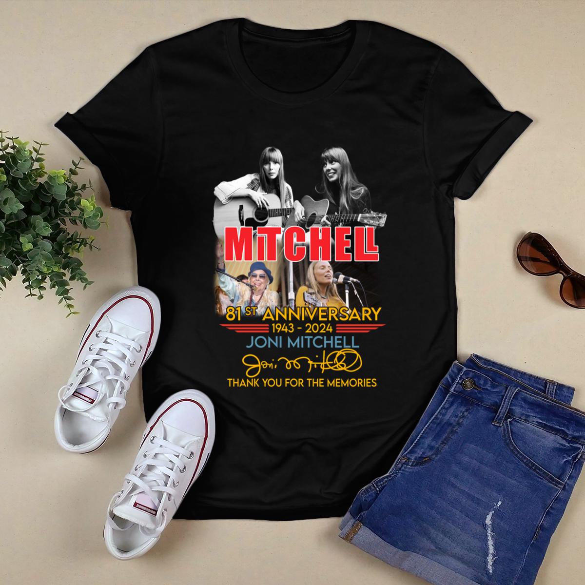 Joni Mitchell 81St Anniversary 1943 2024 Thank You For The Memories Shirt,Tour 2024 Shirt 