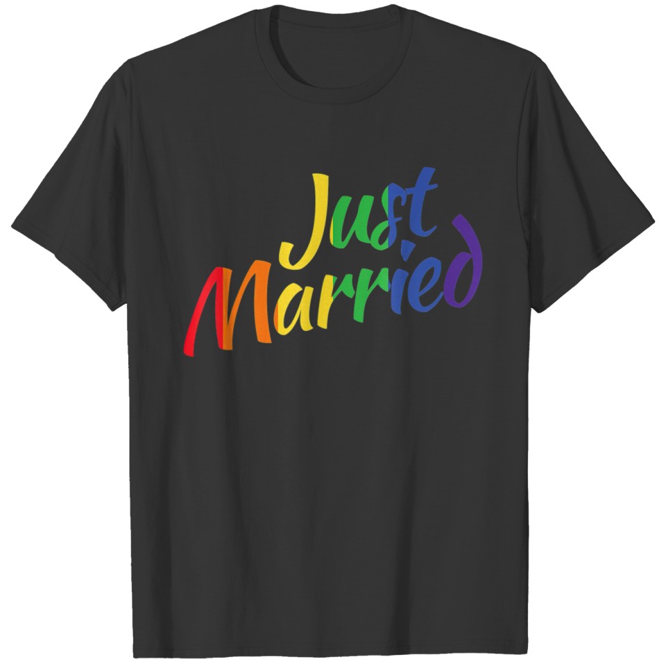 Just Married Gay Lgbt Wedding Rainbow Lgbt T T Shirts