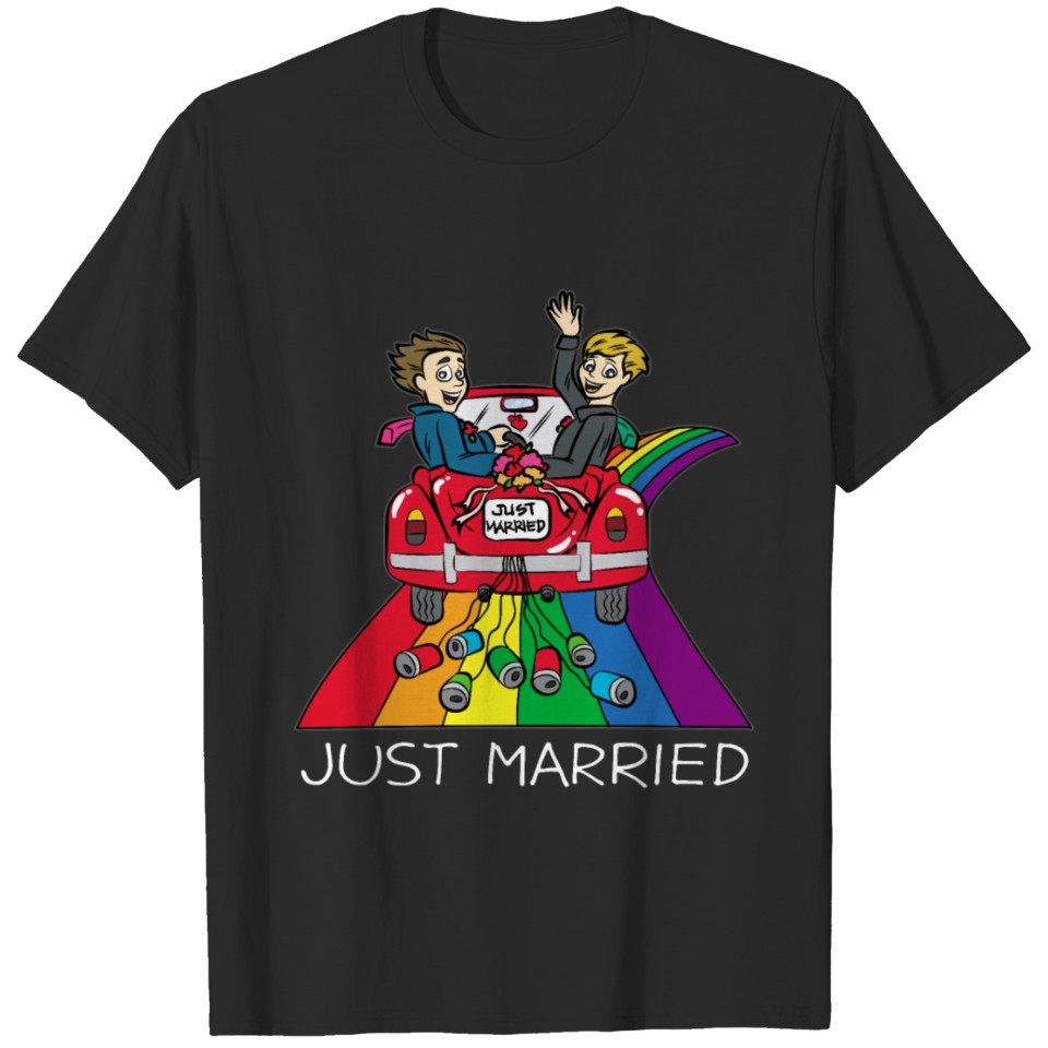 Just Married Gay Marriage Queer Homo Lgbt T-Shirt