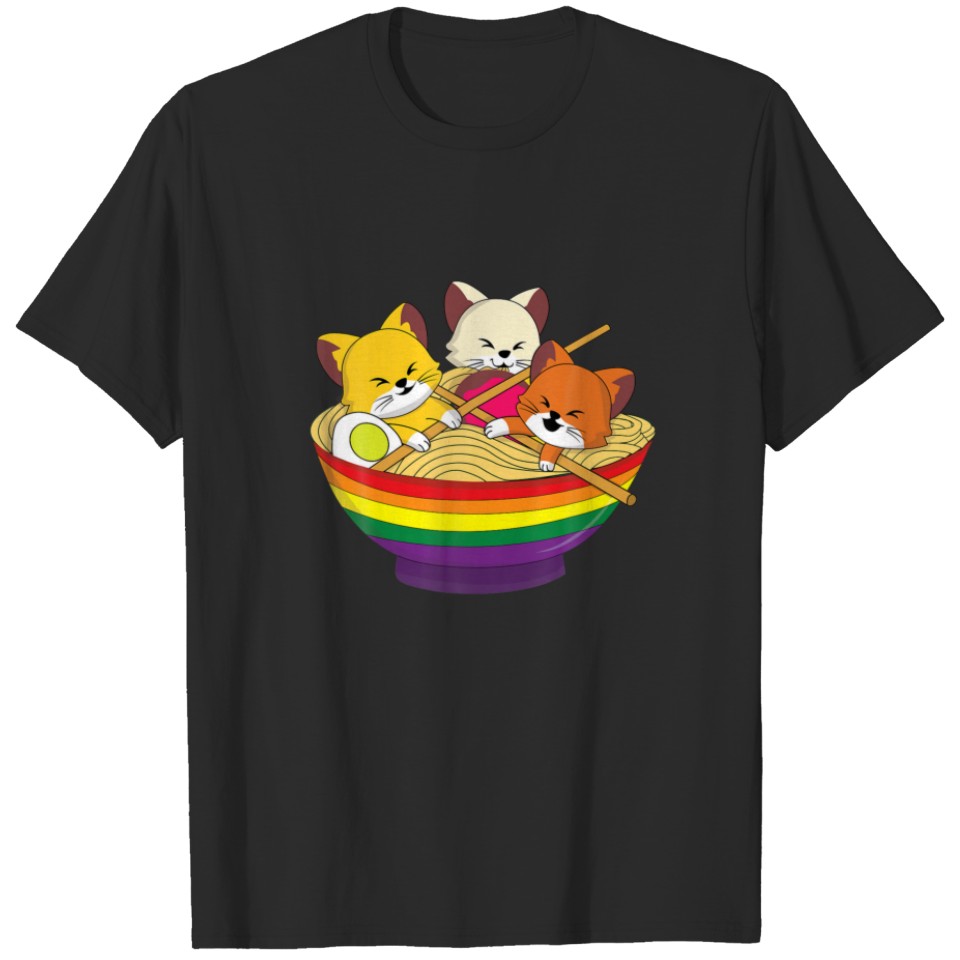 Kawaii Cats Ramen Gay Pride Lgbtq Lgbt Pride Month T-Shirt