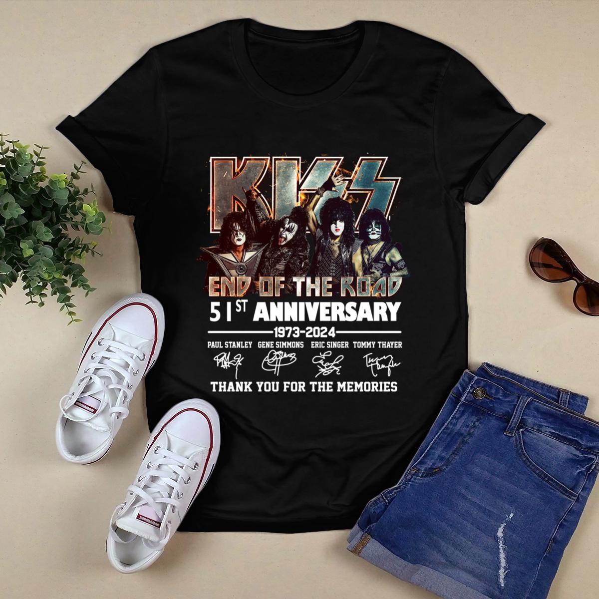 Kiss Band 51St Anniversary 1973 2024 Signature Shirt,Tour 2024 Shirt 