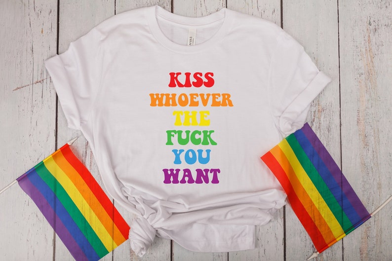 Kiss Whoever the F you want, LGBQT Shirt, Pride Month Shirt, LGBT Shirt, Rainbow Shirt, Retro Frog Shirt, Gay Pride Trendy T-shirt, UNISEX