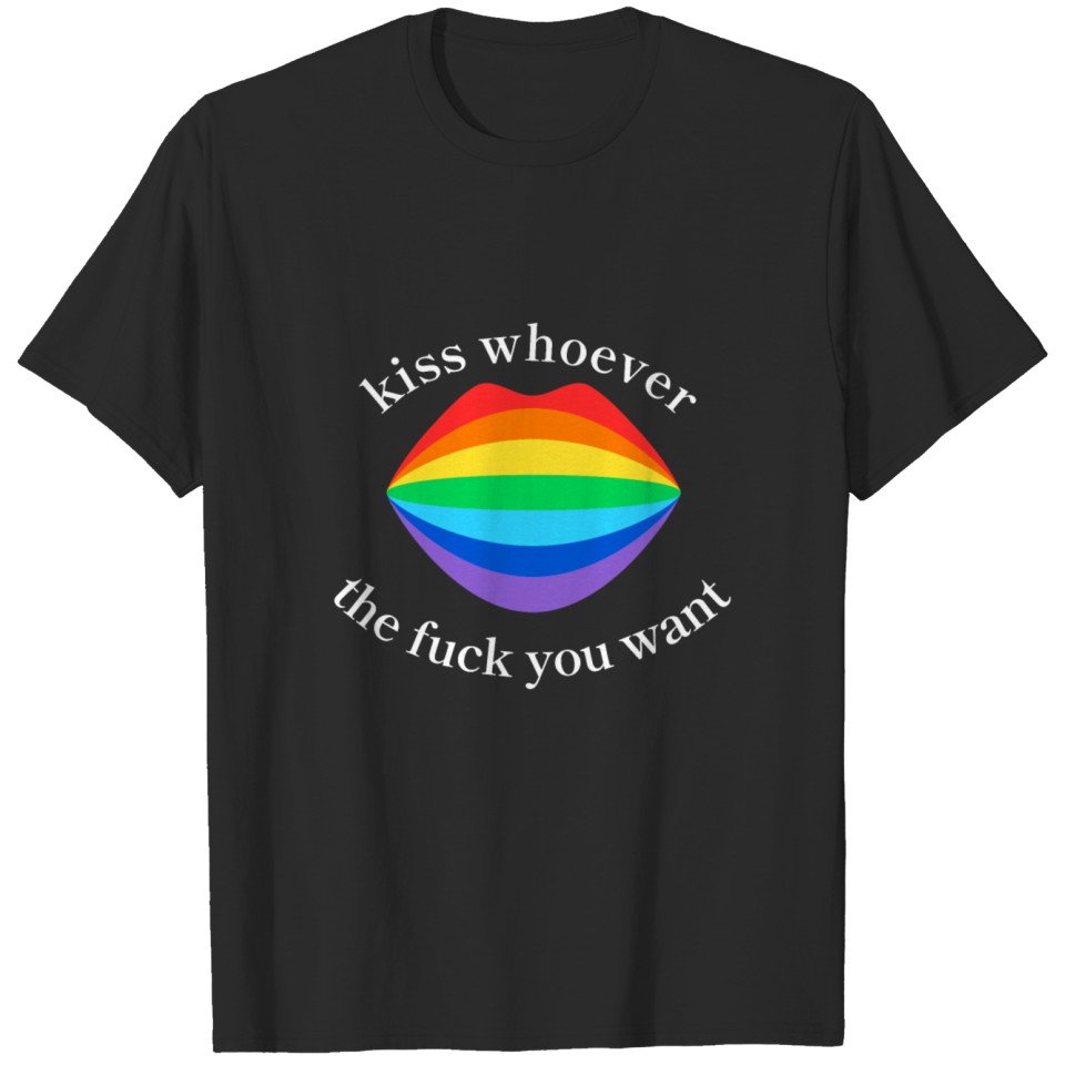 Kiss Whoever You Want Lgbt Love Peace Flag Rainbow T-Shirt
