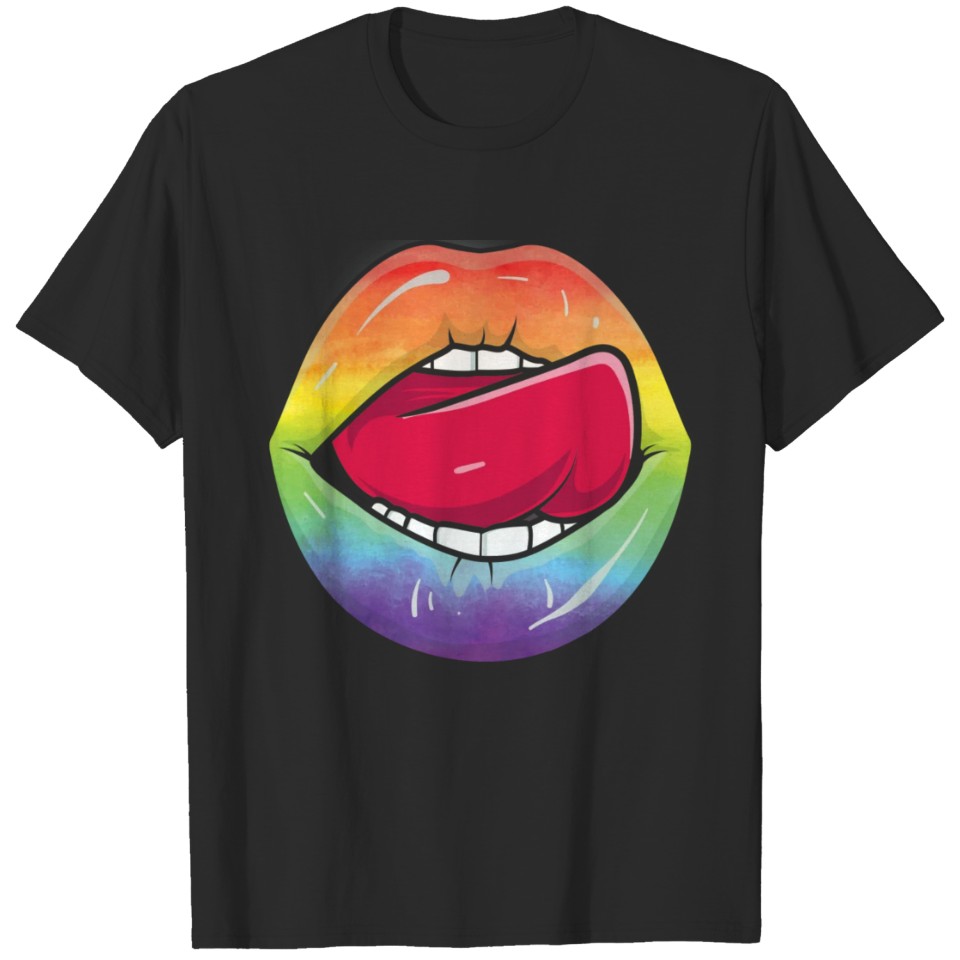 Kissing Lips Rainbow Kiss Lips Lgbt Gay Pride T-Shirt