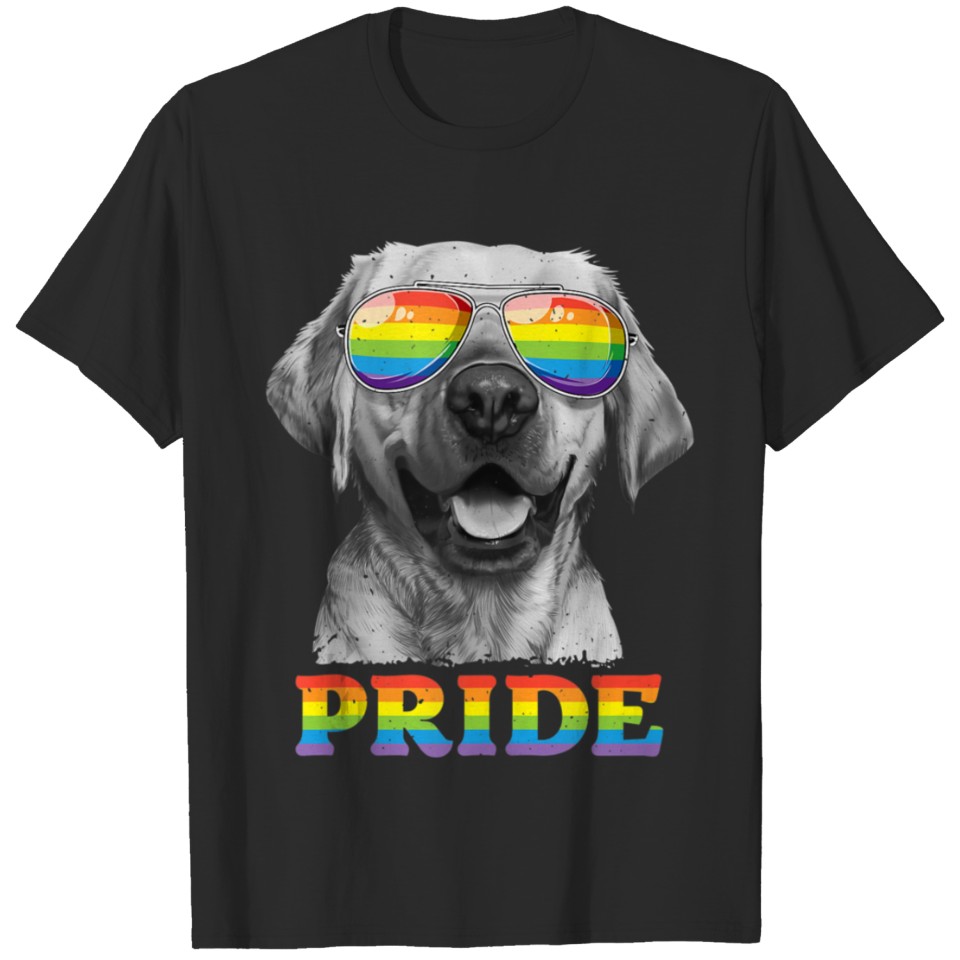 Labrador Gay Pride Lgbt Rainbow Flag Sunglasses Fu T-Shirt